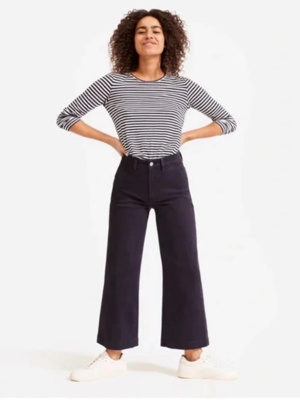 EVERLANE | Cropped Wide Regular Pants in Organic Navy Cotton - sz 8